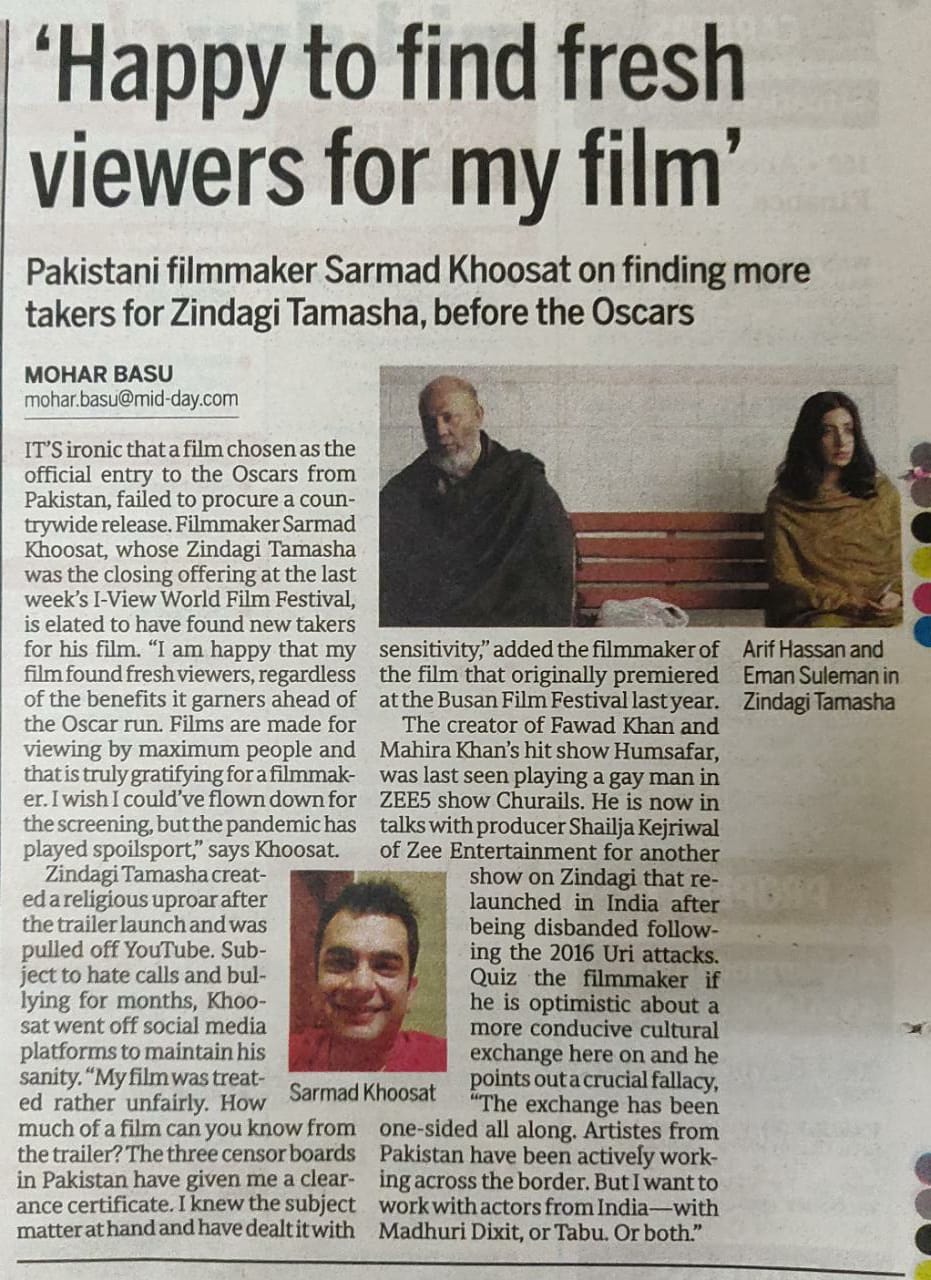 Pakistani filmmaker Sarmad khoosat happy to find fresh viewers for my film